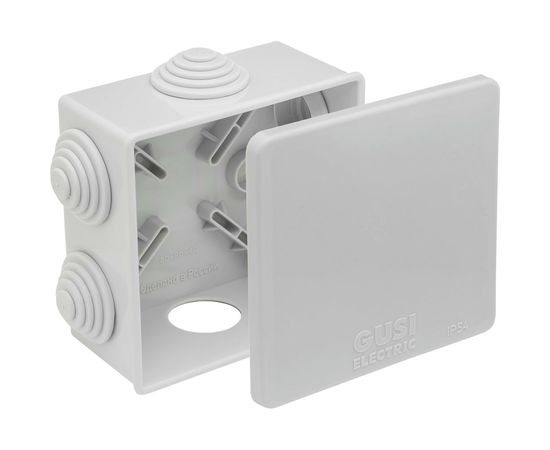 Распределительная коробка GUSI ELECTRIC 70х70х40 6 муфт, IP44, ОП, серый, евро С3В76 – изображение 2