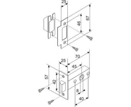 Врезная защелка Fuaro F12-45-25 SG 27363 – изображение 2