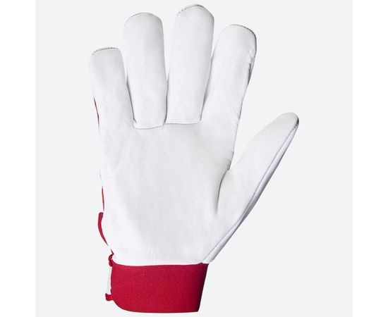 Кожаные перчатки Jeta Safety Mechanic, цвет красный/белый, манжета велкро JLE301-10/XL – изображение 4