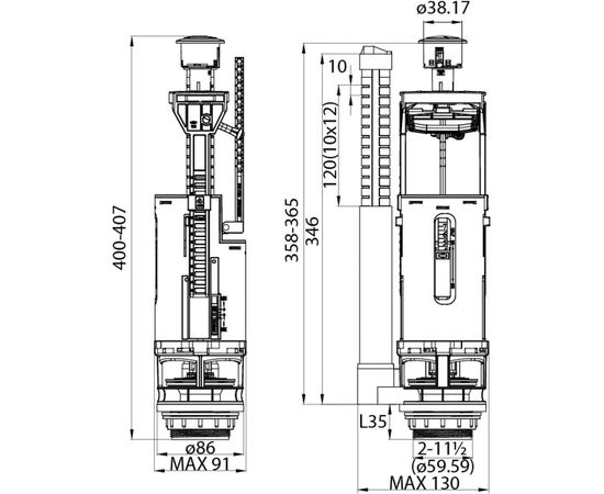 Двухуровневая водосливная арматура нижний подвод Тип А, круглая резинка IDDIS F012400-01K – изображение 3