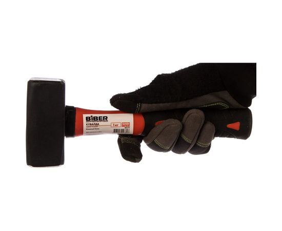 Кованая кувалда с фибергласовой обрезиненной ручкой 1кг Biber Профи 85171 тов-085228 – изображение 4