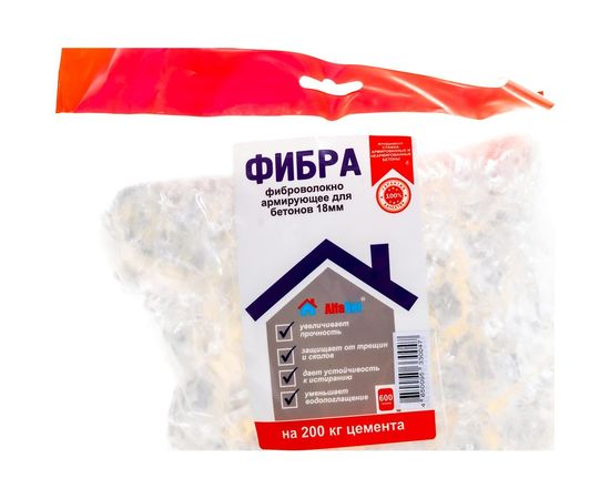 Полипропиленовая армирующая фибра AlfaBet 18 мм, 600 г 30047 – изображение 2