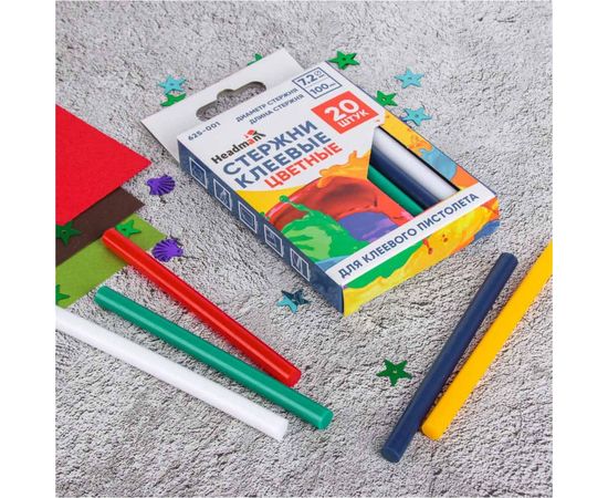 Стержни клеевые в блистере (20 шт; 7.2х100 мм; цветные) HEADMAN 625-001 – изображение 2