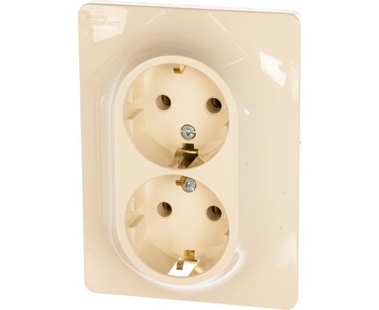 Двухместная розетка Schneider Electric СП Glossa с заземлением, в сборе бежевая GSL000224 