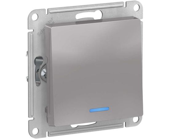 Механизм выключателя Schneider Electric 1-кл. ATLAS DESIGN с подсветкой сх.1а 10АХ алюминий 1240227 