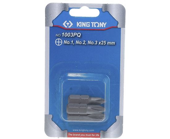 Набор вставок (бит) 1/4", крестовые, №1, №2, №3, 3шт KING TONY 1003PQ 