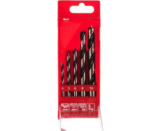 Набор сверл по дереву (5 шт; 4-5-6-8-10 мм) MATRIX 70281 