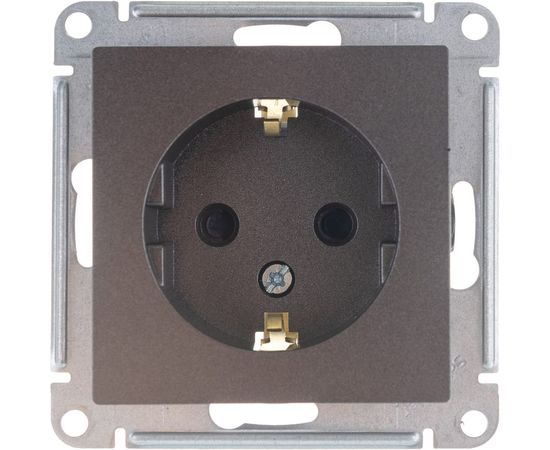 Механизм розетки Schneider Electric 1-м СП ATLAS DESIGN с заземлением, защитные шторки 16А мокко ATN000645 