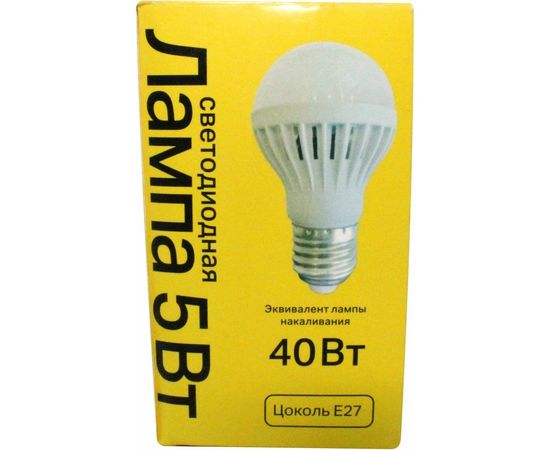 Светодиодная лампа ON ЭКОНОМ A60, 5 Вт, E27, 300 Лм, 4200К, холодный свет 11-01-001 