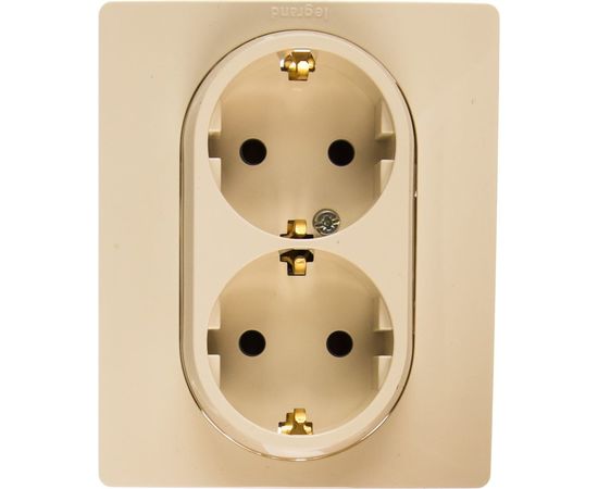 Розетка Legrand 2-м СП Etika винтовые клеммы в сборе, с заземлением, слоновая кость. Leg 672323 1066913 