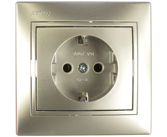 Розетка Lezard MIRA с заземлением, керамика, серый металлик, со вставкой 701-1010-122 