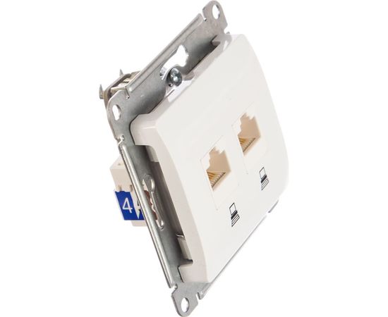 Механизм компьютерной розетки Schneider Electric 2-м Glossa RJ45+RJ45 кат.5е белый SchE GSL000185KK 463574 – изображение 2