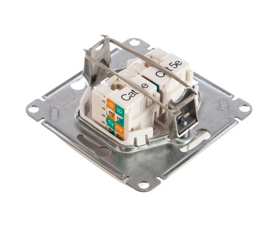 Механизм компьютерной розетки Schneider Electric 2-м Glossa RJ45+RJ45 кат.5е белый SchE GSL000185KK 463574 – изображение 3