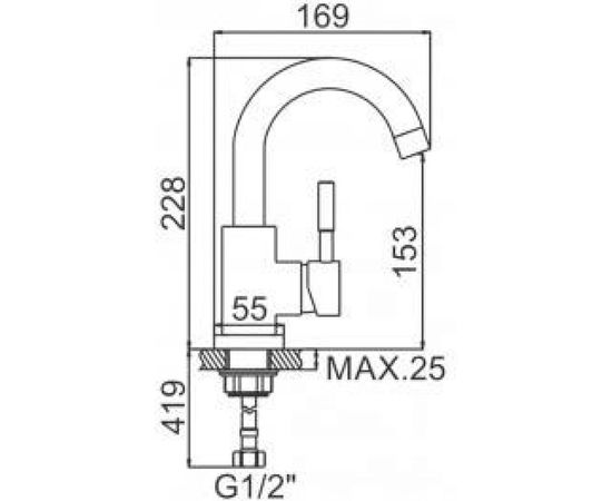 Смеситель для умывальника LEDEME картридж 35 мм, нержавейка, L1098-3 65883 – изображение 3