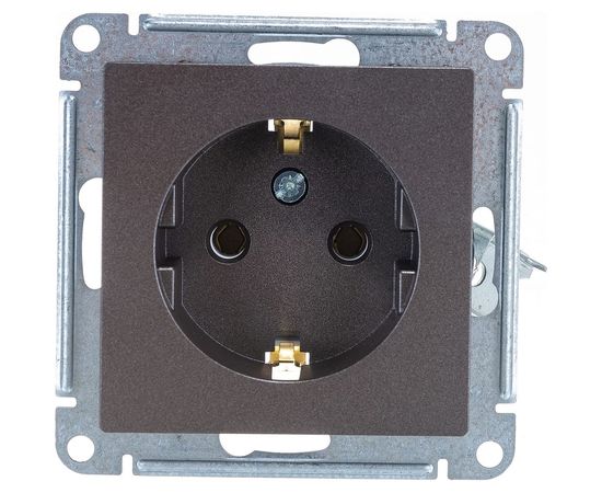 Механизм розетки Schneider Electric 1-м СП ATLAS DESIGN с заземлением 16А мокко ATN000643 – изображение 3