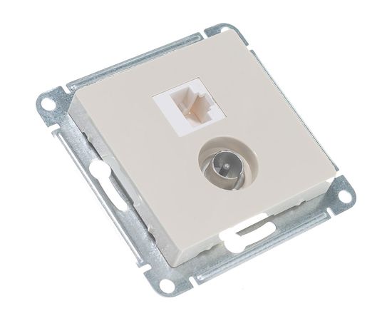 Розетка ТВ + компьютерная RJ45 Schneider Electric AtlasDesign Бежевый 2-ая категории 5Е ATN000289 – изображение 2