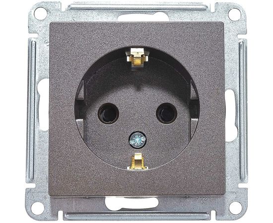 Механизм розетки Schneider Electric 1-м СП ATLAS DESIGN с заземлением, защитные шторки 16А мокко ATN000645 – изображение 7