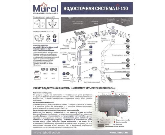 Водосточный желоб MUROl 3 метра, белый 10163 – изображение 2