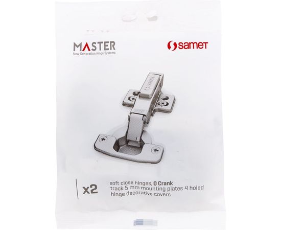 Петля со встроенным доводчиком SAMET MASTER, изгиб 0 мм, 48AX, Ni, 2 шт. СТ-00001265 – изображение 8