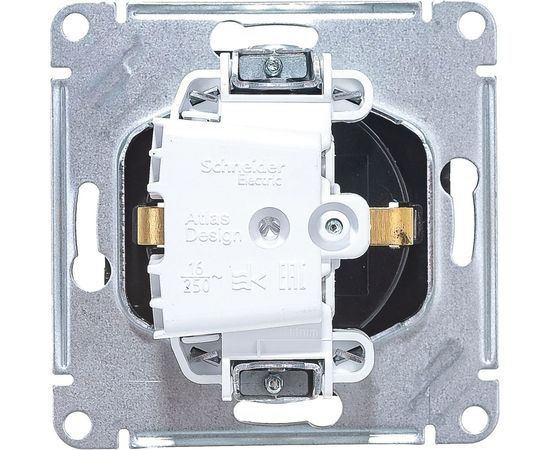Механизм розетки Schneider Electric 1-м СП ATLAS DESIGN с заземлением, защитные шторки 16А мокко ATN000645 – изображение 5