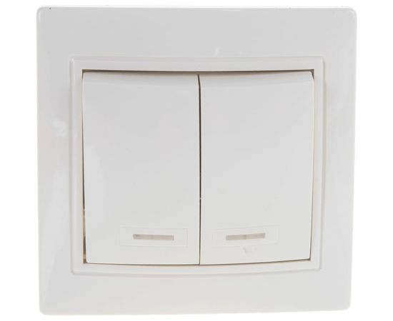 Выключатель с подсветкой, 2 клавиши UNIVersal Севиль слоновая кость ivory Б-С0123 