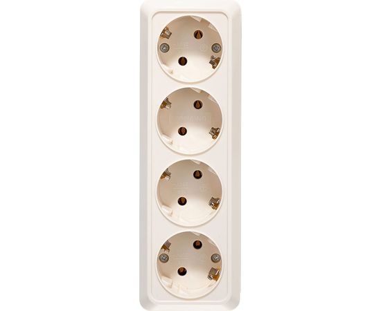Розетка UNIVersal Олимп 4-ая с/з слоновая кость ivory 1169 