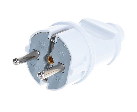Прямая вилка с/з, белая 16А 250В UNIVersal А101 