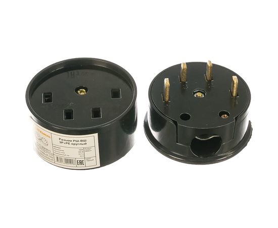 Разъем UNIVersal РШ-ВШ карболит 32А 380В круглый, черный 1233 