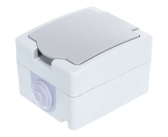 Розетка UNIVersal Аллегро с/з, з/ш, с крышкой IP54, серая 1282 