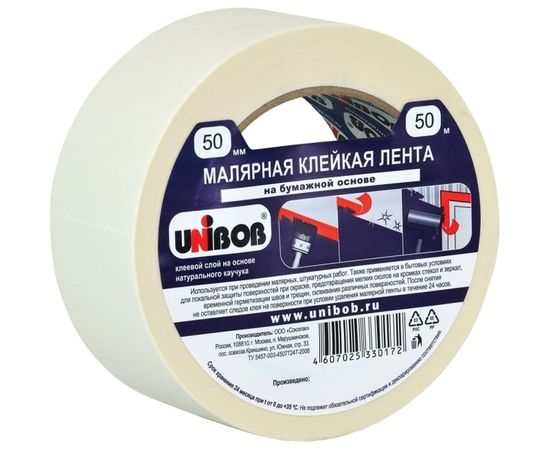 Малярная клейкая лента UNIBOB 50 мм х 50 м 212496 