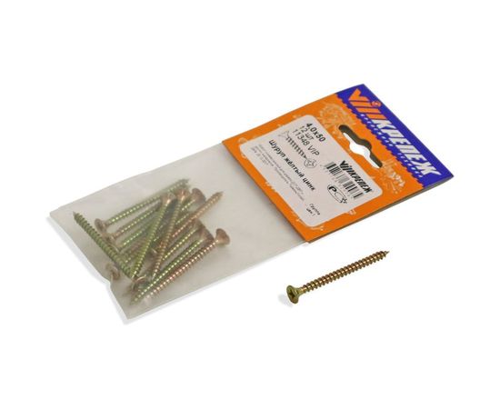 Шуруп VIPкрепеж желтый цинк 4,0х50 12шт 11348 VIP 