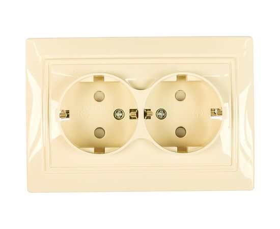Двухместная розетка с/з з/ш UNIVersal Севиль слоновая кость ivory Б-С0050 