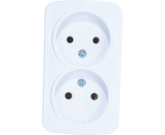 Двойная розетка без заземления, белая UNIVersal Электра 0024 