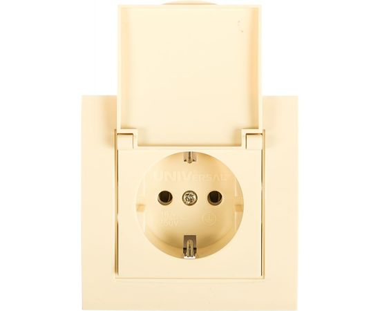 Розетка UNIVersal Бриллиант, с/з с крышкой, слоновая кость 7948868 