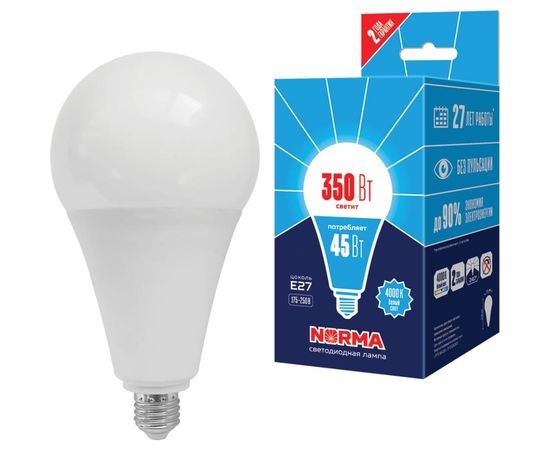 Светодиодная лампа Volpe LED-A120-45W/4000K/E27/FR/NR матовая UL-00005611 