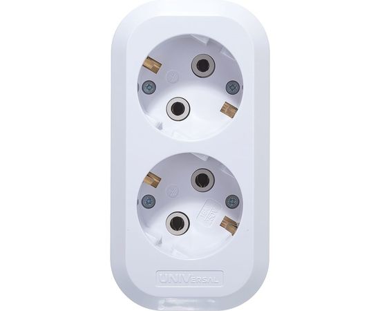 Колодка с заземлением, 2 гнезда, AБС-пластик UNIVersal E302 