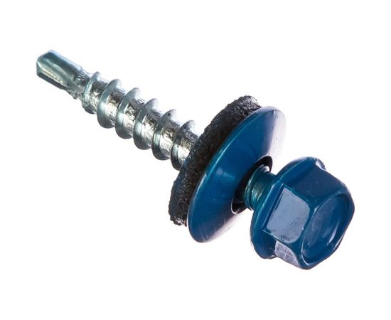 Кровельный саморез Tech-Krep КР сверло 4,8х28 RAL-5010 синий 60 шт, коробка с окном 124644 