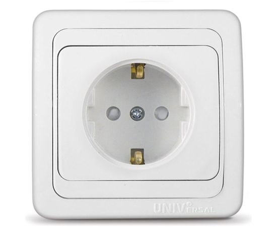 Розетка UNIVersal Валери с/з з/ш белая В0028х 