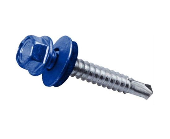 Кровельный саморез Tech-Krep КР сверло 4,8х28 RAL-5005 насыщенный синий 300 шт, ведро 124451 