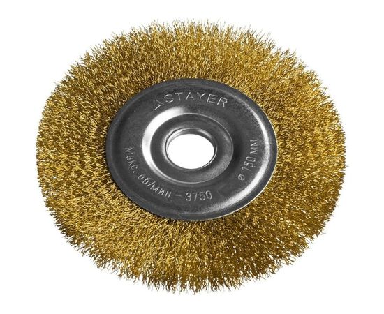 Щетка дисковая PROFESSIONAL (150х22 мм; витая стальная латунированная проволока 0.3 мм) для УШМ STAYER 35122-150 
