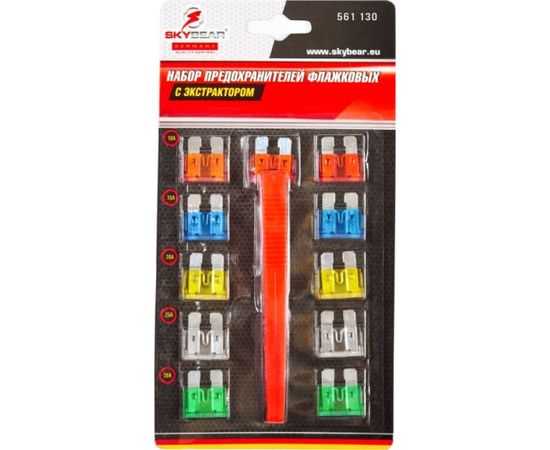 Набор автомобильных предохранителей с экстрактором SKYBEAR МИНИ 5-30 А, 11 шт, 561130 