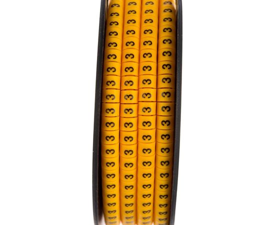 Кабель-маркер STEKKER 3 для провода сеч.2,5мм, желтый, CBMR25-3 39100 – изображение 2