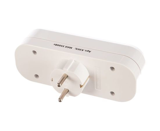 Плоский разветвитель 3 гнезда, заземление, белый 6А 250В UNIVersal А303 – изображение 2