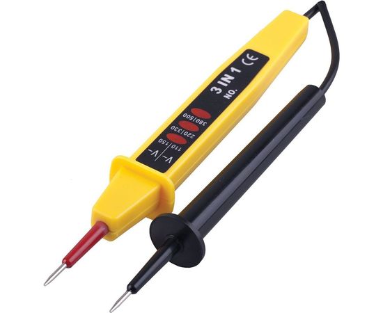 Тестер STEKKER ступенчатой индикации напряжения контактный двухполюсной 500V желтый TST500-2 32863 – изображение 2