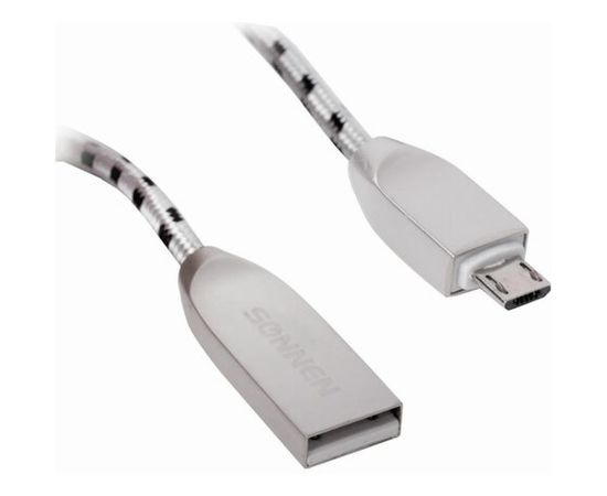 Кабель SONNEN USB 2.0-micro USB 1м Premium медь передача данных и быстрая зарядка 513125 – изображение 3