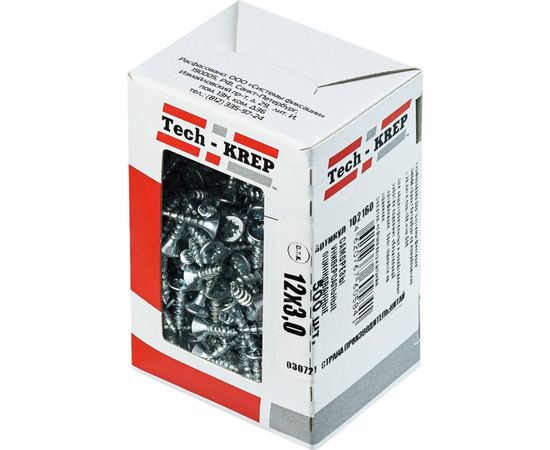 Универсальный саморез Tech-Krep 12х3,0 мм 500 шт оцинкованный, коробка с окном 102160 – изображение 2