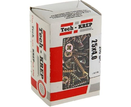 Универсальный саморез Tech-Krep 25х4,0 мм 200 шт желтый, коробка с окном 102242 – изображение 2