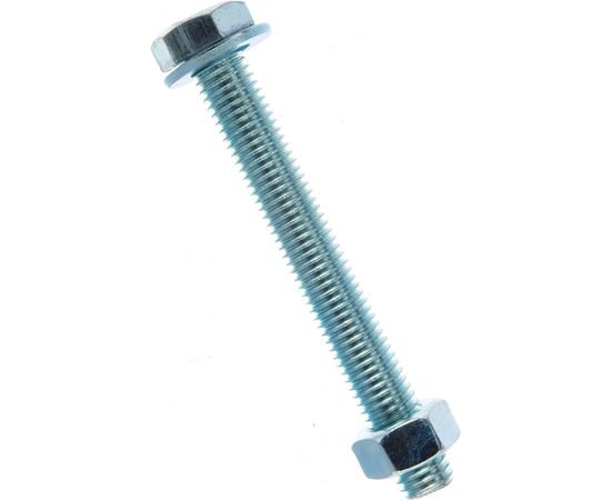 Болт Tech-Krep DIN933 с шестигранной головкой, оцинкованный М12х100 + гайка + шайба 2 шт - пакет 136928 – изображение 3