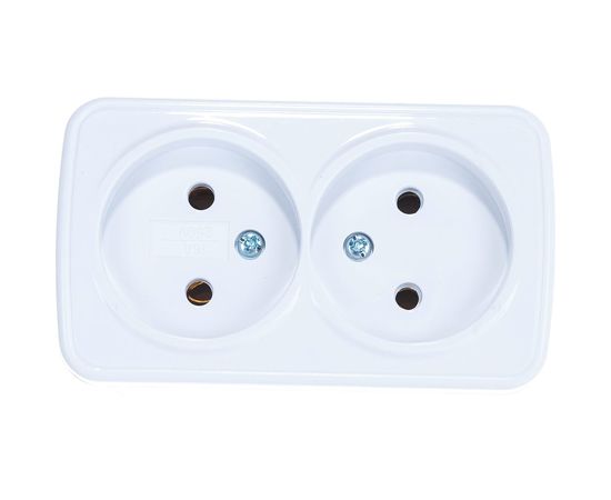 Двойная розетка без заземления, белая UNIVersal Электра 0024 – изображение 3