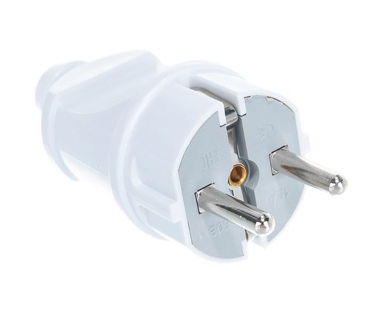 Прямая вилка с/з, белая 16А 250В UNIVersal А101 – изображение 2